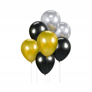Balónky latexové černé, zlaté, stříbrné 7 ks Albi