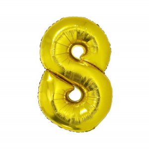 Balónek fóliový 92 cm číslo 08 zlatý Albi